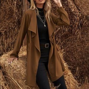 SHEIN Waterfall Drawstring Waist Coat